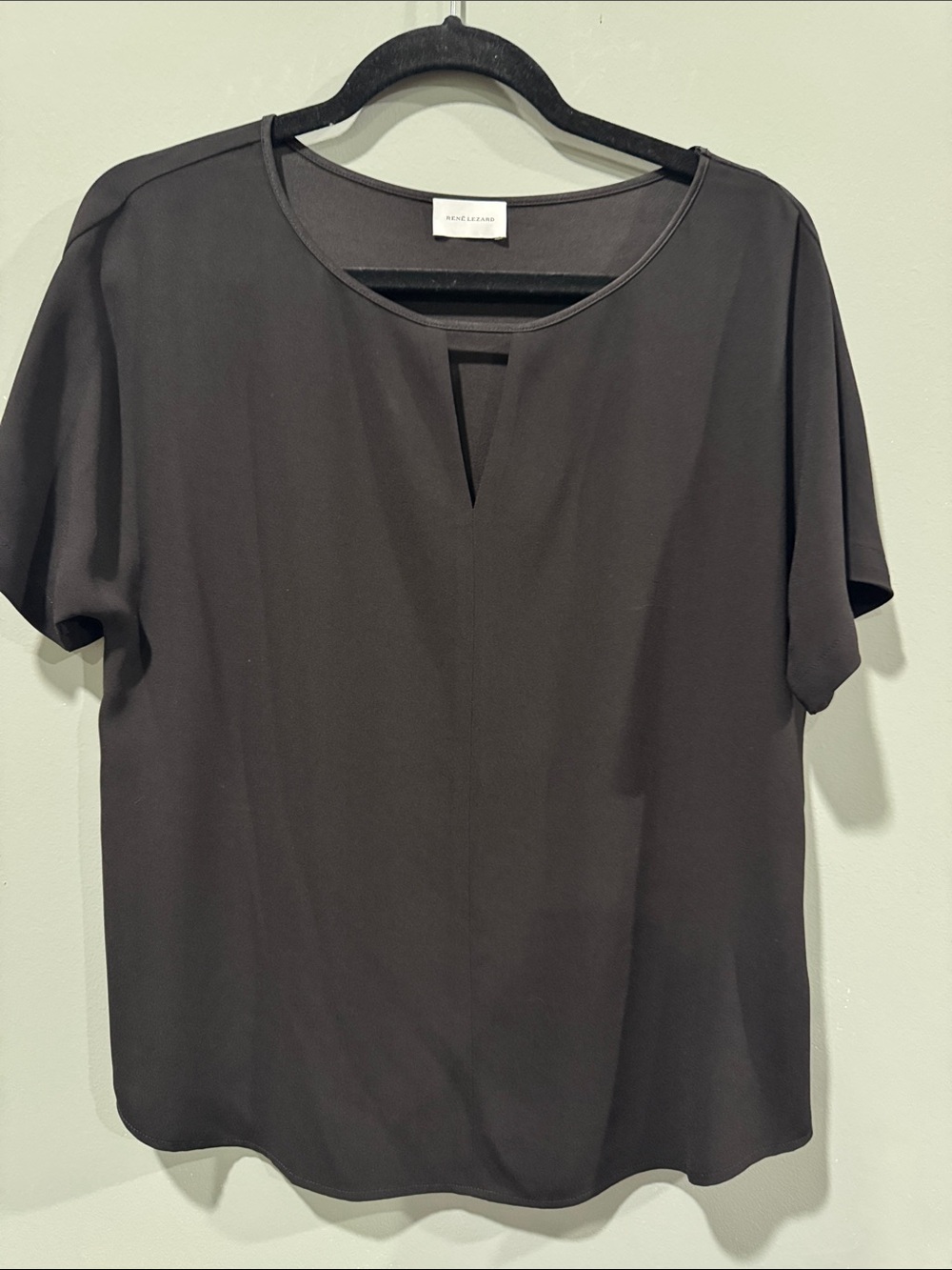 Rene Lezard Dark Brown Keyhole Neck Top